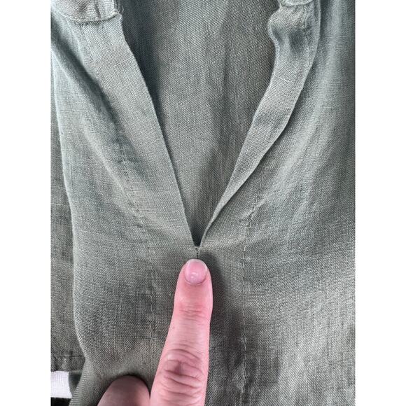 Terzo Millenio Women's S Sage Green Linen Dress Italian Made Sleeveless Babydoll - Picture 10 of 11